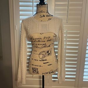 COTTON CANDY LA White Cable Knit Shrug